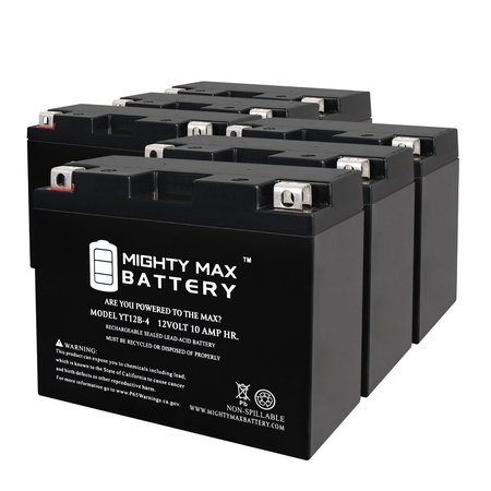 YT12B-4 12V 10Ah Replacement Battery compatible with Technical Precision YT12B-4 - 6PK -  MIGHTY MAX BATTERY, MAX4022208